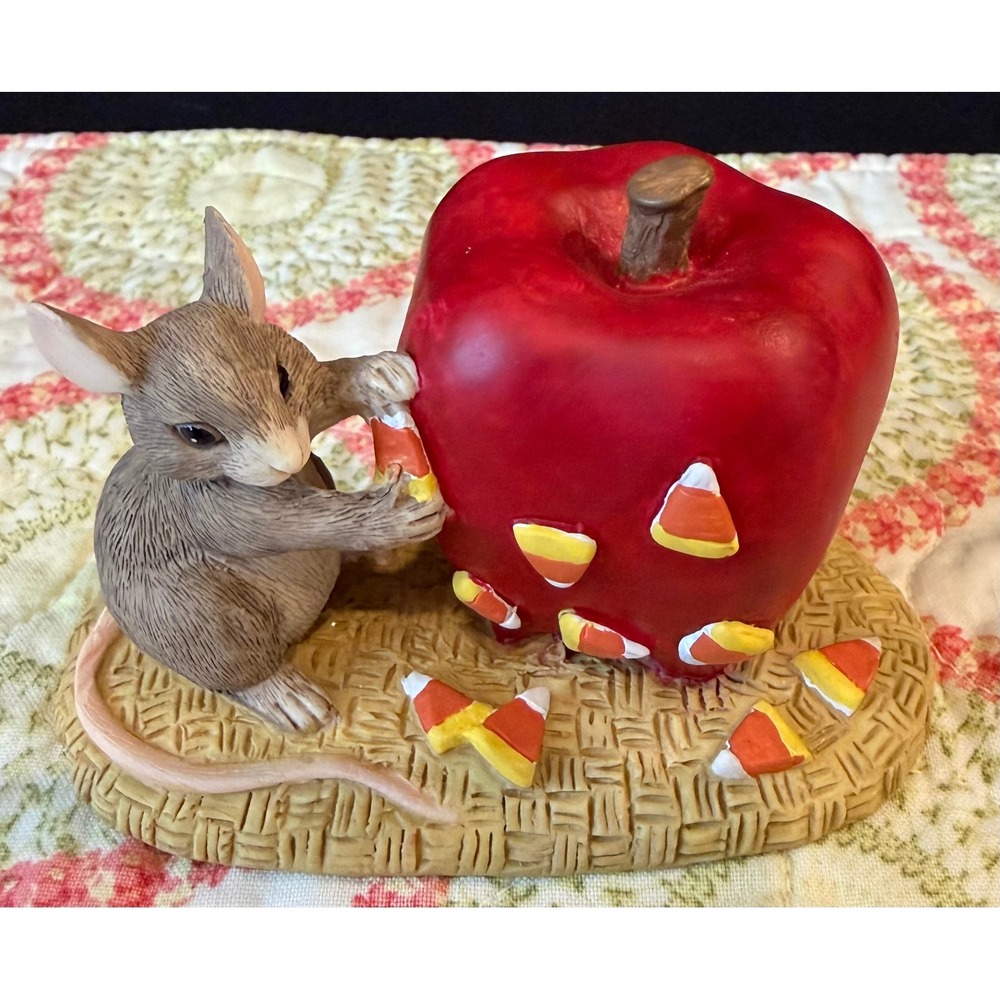 Silvestri Charming Tails Figurine Candy Corn Apples Mouse Harvest Fall Decor